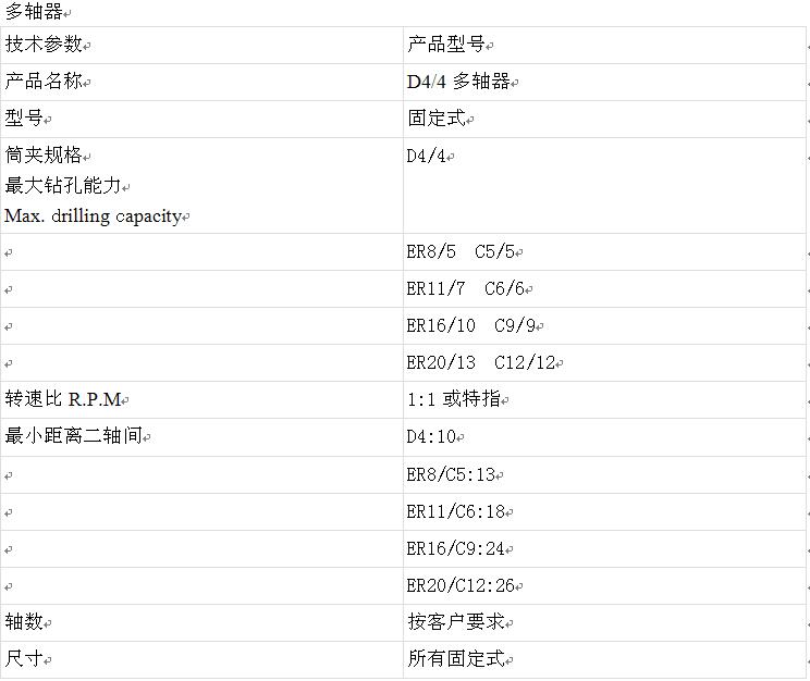 D4/4多軸器參數(shù)